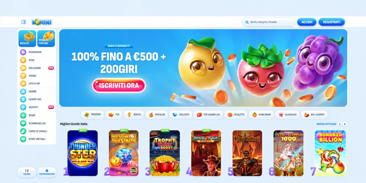 Nomini Casino bonus di benvenuto giri gratis e migliori slot machine Italia